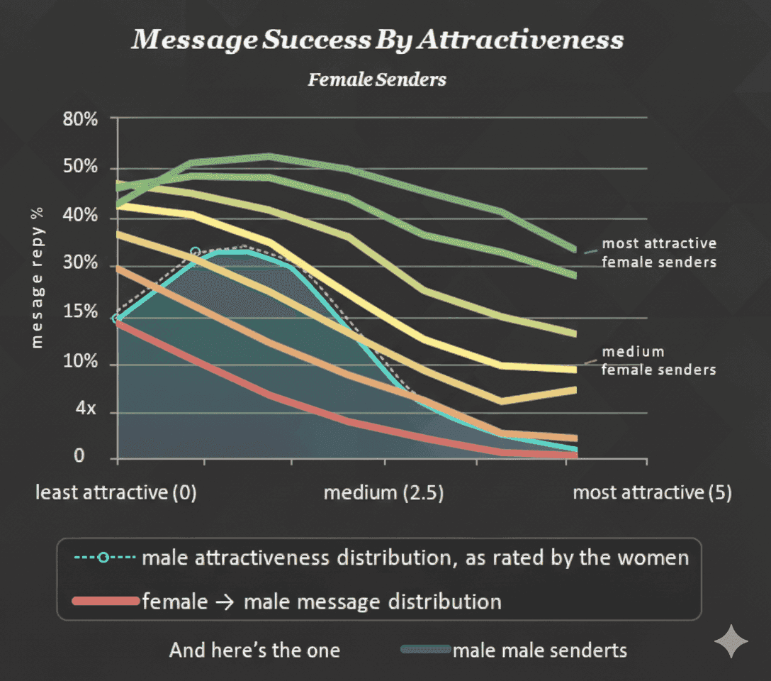 Message Success By Attractiveness - Female Senders